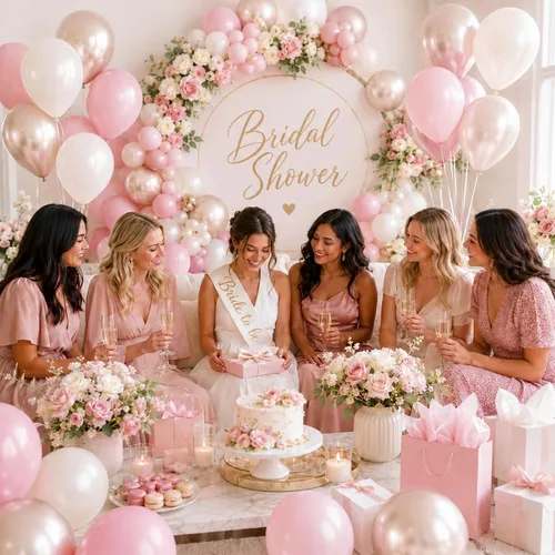 Miniatura 8 de Globos de látex blanco dorado rosa claro, 35 piezas