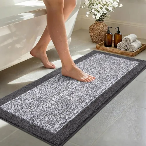 Miniatura 76 de Alfombras de baño de 17 x 24 pulgadas, antideslizantes, lavables, color gris, para bañera, tapete de baño para baño, tapete suave y absorbente