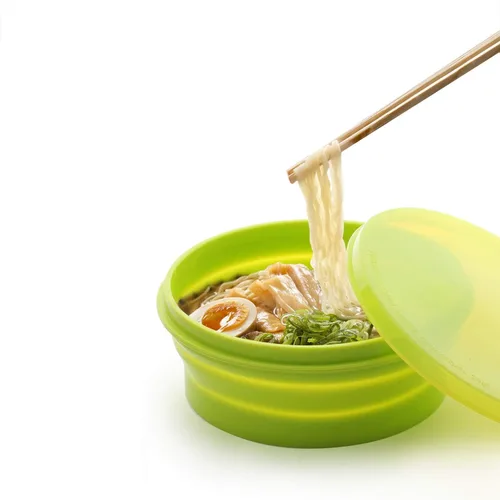 IYYI ME.FAM - Cuenco plegable de silicona con tapa, cuenco de viaje plegable de 27.1 fl oz para camping, senderismo, resistente al calor