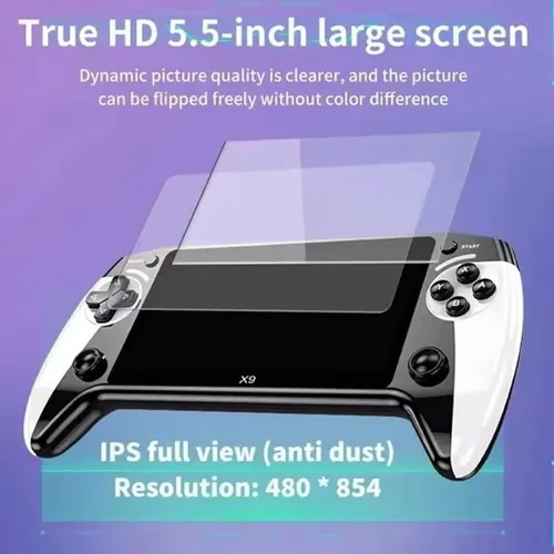 Miniatura 2 de X9 - Consola de juegos de mano retro, pantalla HD IPS portátil de 5.5 pulgadas, más de 3000 juegos incorporados, más de 10 emuladores externos, 1