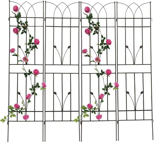 Miniatura 41 de Paquete de 4 enrejados de jardín de metal de 71" de altura, cerca de jardín, enrejado a prueba de óxido para plantas trepadoras, soporte de rosas