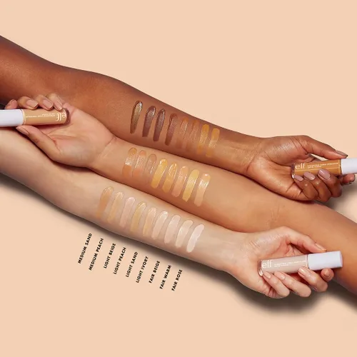 Miniatura 5 de e.l.f. Corrector de camuflaje hidratante, cubre imperfecciones y ojeras, cobertura completa y ofrece un acabado satinado, vegano y libre de Beige