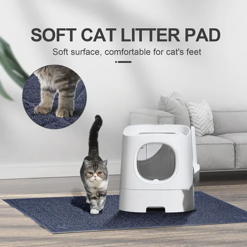 Miniatura 5 de Tapete de Arena para Gatos, Tapete Atrapa Arena Suave para las Patas de Gatitos, Tapete para Caja de Arena de Gatitos de 47" x 35" para Suelos más