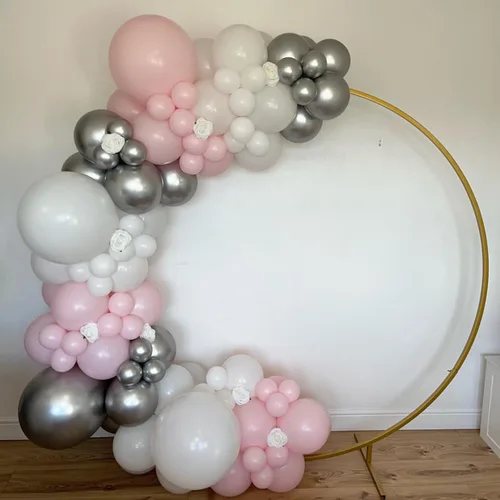Miniatura 7 de Globos de látex color plateado, rosa y blanco, paquete de 50 globos metálicos de confeti plateado de 12 pulgadas para niñas, baby shower, Globos