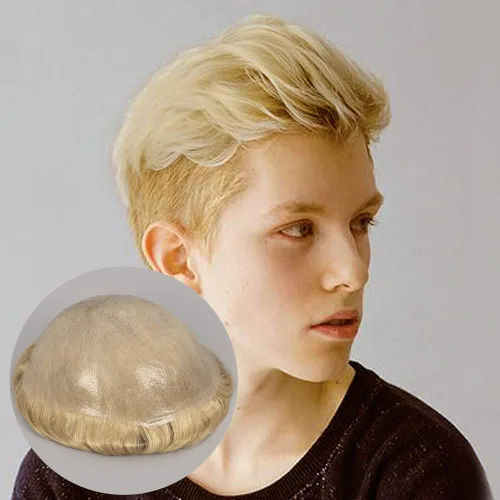 Miniatura 8 de Amiable toupee para hombres 0.001 in ultra suave piel fina para hombre, pieza de cabello humano real para hombres, sistema de reemplazo de cabello