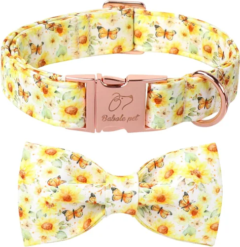 Miniatura 28 de Collares Verdes para Perros Pequeños, Lindo Collar de Pana para Perro con Corbatín, Hebilla de Metal de Seguridad, Collares Ajustables