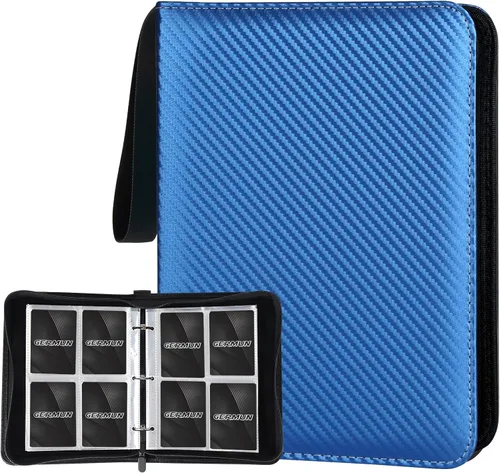 GERMUN Carpeta de 4 bolsillos para tarjetas, carpeta de tarjetas de intercambio con cremallera premium, carpeta de colección de tarjetas de 400 4