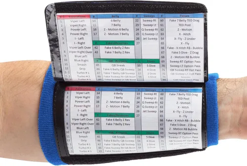 WristCoaches Pulseras de juego de fútbol - Equipo de mariscal de campo juvenil - Libro de jugadas de pulsera - Pulseras de sóftbol para letreros