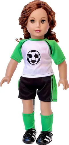 Miniatura 2 de Soccer Girl - Traje de fútbol de 4 piezas - Camisa, pantalones cortos, calcetines y zapatos - Ropa para muñecas de 18 pulgadas (toll no incluido)
