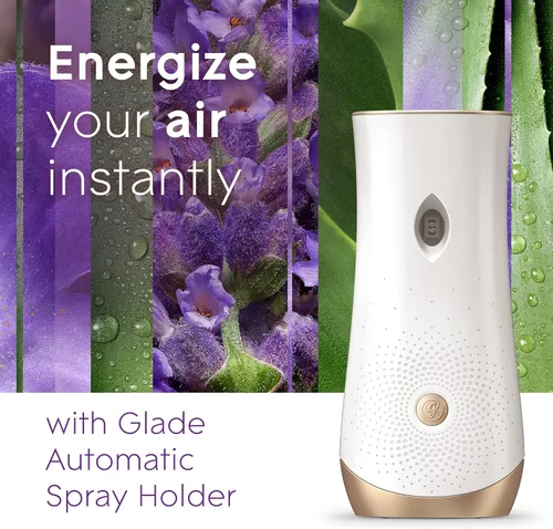 Miniatura 7 de Glade Repuesto automático en aerosol, ambientador para el hogar y el baño, lavanda y aloe tranquilos, 6.2 onzas