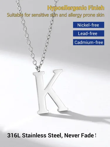 Miniatura 6 de PROSTEEL Collares con inicial para mujer, chapado en oronegro, acero inoxidable 316 A-Z, joyería con nombre, ajustable de 20 a 22 pulgadas, viene