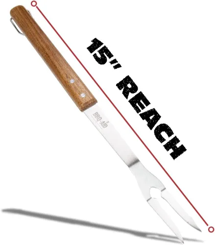 Miniatura 8 de Juego de 3 accesorios para barbacoa – Pinzas para barbacoa – Juego de espátula y tenedor – Herramientas resistentes de acero inoxidable