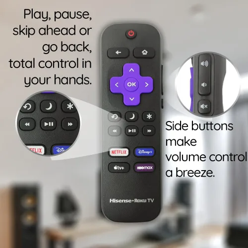 Miniatura 5 de Control remoto OEM para Roku TV sin emparejamiento Incluye botones de control de volumen y atajos Netflix Disney+ Apple TV y HBO (Hisense 3226001217)
