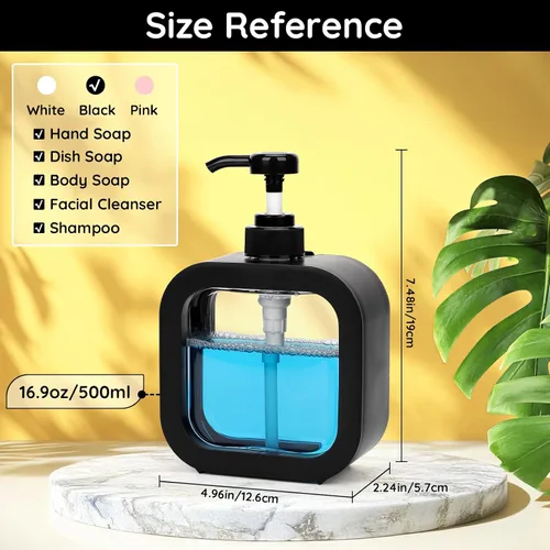 Miniatura 4 de Segbeauty Dispensador de jabón de manos de 16.9 onzas, dispensador de jabón líquido a prueba de fugas de 16.9 fl oz para baño, dispensadores de Negro
