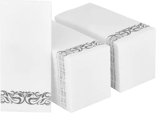 Miniatura 8 de Paquete de 200 toallas desechables para invitados, toallas de mano suaves y desechables, servilletas de baño decorativas para fiestas, cenas, bodas