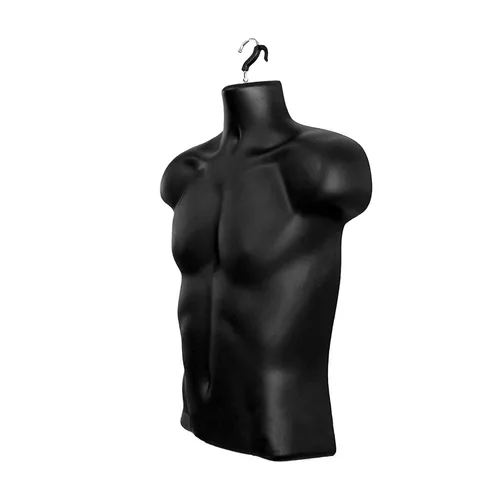 Miniatura 5 de Torso de maniquí masculino con soporte de metal con espalda hueca y cuerpo apilable para exhibición de camisetas, encimera, ferias de manualidades