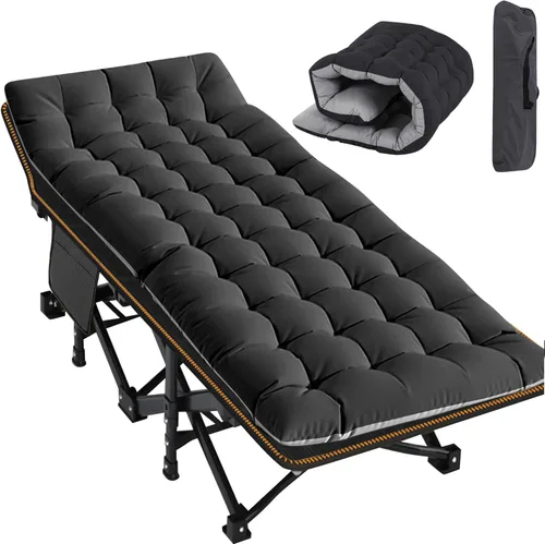 Miniatura 12 de Slsy Catre de camping plegable para adultos con almohadilla, catres de dormir portátiles acolchados, cama de campamento con bolsa de transporte