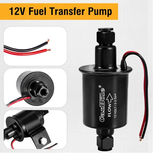 Miniatura 6 de CarBole Bomba de combustible en línea de baja presión de 12V 2-3.5 PSI, bomba eléctrica universal de gasolina y diésel para carburadores, reemplazo