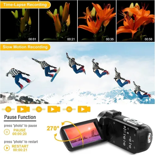 Miniatura 6 de Cámara de video 4K de visión nocturna videocámara digital, cámara de vlogging de 48MP para YouTube, grabadora de cámara digital con zoom 18X