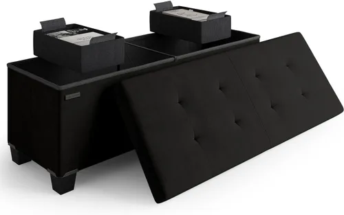 Miniatura 107 de Cubo otomano de almacenamiento con cubo pequeño, otomana cuadrada de 15 pulgadas con almacenamiento para sala de estar y dormitorio, reposapiés