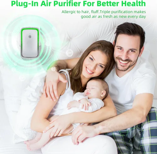 Miniatura 5 de Purificador de aire enchufable actualizado 2026 para el hogar, ionizador de aire iónico para polvo de humo con olor de mascotas, generador de iones