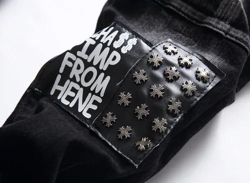 Miniatura 4 de Liuhond Skinny Slim Fashion - Jeans elásticos de motociclista de Hip Hop con agujeros rectos rasgados