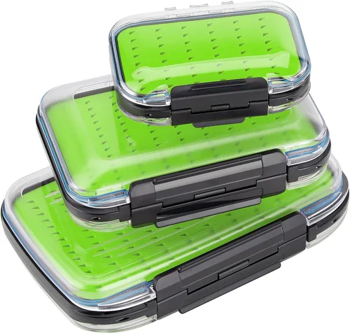 Miniatura 7 de Gonex Cajas de pesca con mosca para cajas de jig de pesca con mosca de dos caras, caja de pesca con mosca impermeable y ligera, tapa transparente