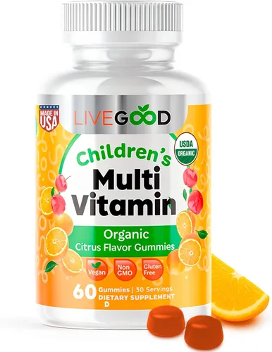LIVEGOOD Gomitas multivitamínicas orgánicas para niños, multivitamínico para niños, vitamina D para niños pequeños y niños, vitaminas orgánicas
