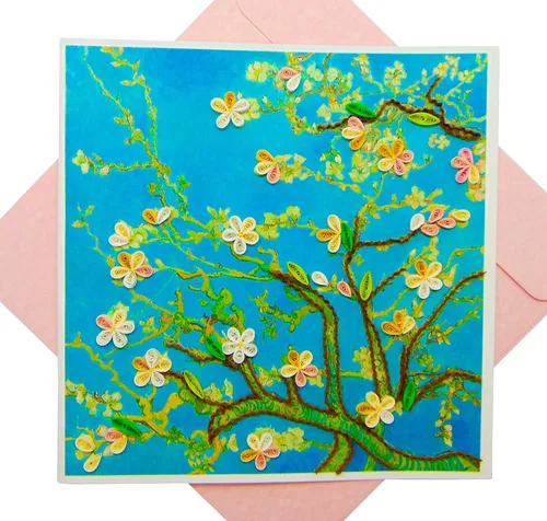Miniatura 9 de Grues de Momoyogusa – Flores de Cien Generaciones (1909) de Kamisaka Sekka Tarjeta de Felicitación de Arte Filigrana, Tarjeta de Felicitación