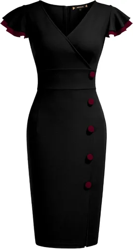 Miniatura 4 de Miusol Vestido de noche vintage con cuello en V profundo para mujer