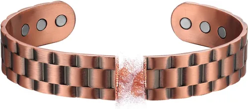 Miniatura 6 de Pulsera de cobre para hombre, pulsera magnética de cobre puro con 6 potentes imanes, regalo para padre, huaband o novio en aniversario, cumpleaños