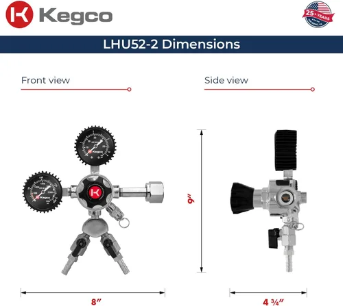 Miniatura 2 de Kegco Elite Series - Regulador de cerveza de barril de CO2 de doble calibre, 2 productos, cromo