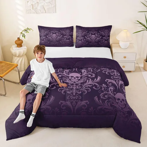 Miniatura 12 de Erosebridal - Juego de ropa de cama damascada negra para adultos, conjunto de edredón victoriano antiguo estilo barroco, tamaño queen, edredón Multi