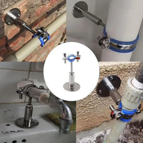 Miniatura 5 de Soporte de tubo de montaje en pared de acero inoxidable 304, abrazadera de tubo ajustable, soporte de correa de tubo de soporte fijo para tubos