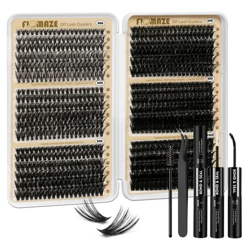 Miniatura 8 de Kit de racimos de pestañas, kit de extensión de pestañas 100D, pestañas individuales puntiagudas de 0.47 a 0.78 pulgadas, extensión de pestañas