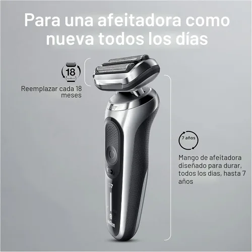 Miniatura 9 de Braun Series 7 7032cs - Maquinilla de afeitar eléctrica flexible para hombres, para uso húmedo y seco, afeitadora eléctrica, recargable, afeitadora