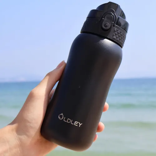Miniatura 6 de Botella de agua aislada Oldley de 12 oz con pajita, botella de agua de acero inoxidable con 2 tapas, botellas de doble pared con vacío para adultos