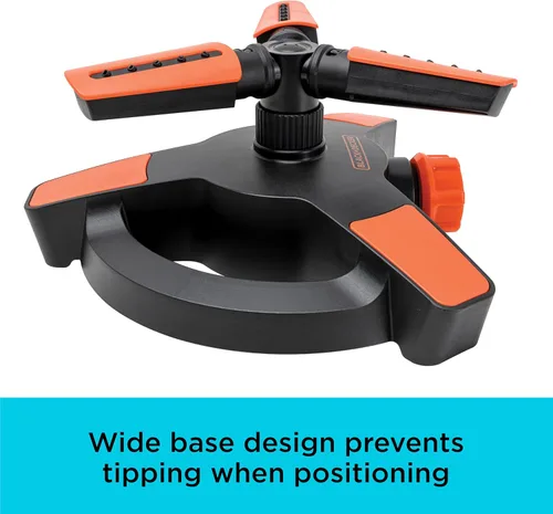 Miniatura 6 de Black + Decker® - Aspersor ajustable de 3 brazos, cobertura de 360°, rociador personalizable, cobertura de 1,216 pies cuadrados BD8428
