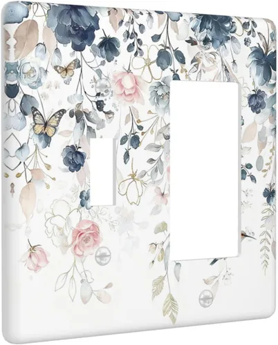 Miniatura 77 de Decorative Outlet Covers Blue Background White Cat Daisy Floral 2-Gang 1-Gang Wall Plate Single Toggle/Rocker Farmhouse Style Light Switch Covers