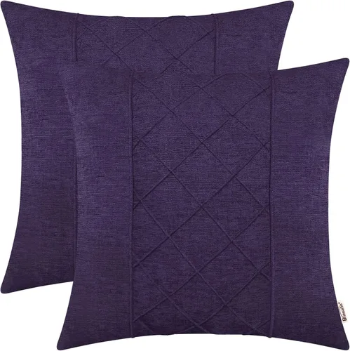 Miniatura 56 de BRAWARM Fundas de almohada 40x40 cm - Paquete de 2 fundas de almohada de chenilla negra, fundas de almohada de chenilla suave teñida sólida