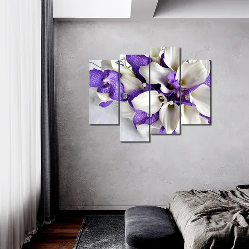 Miniatura 2 de Arte de pared de flores moradas, lienzo de lirio de cala, ramo de flores, fotos de cocina, impresión en lienzo con flores para sala de estar