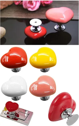 Miniatura 5 de Love Heart - Botón de inodoro con forma de corazón, botón de repuesto para inodoro, sin necesidad de perforar agujeros, pomos de cajón, decoración