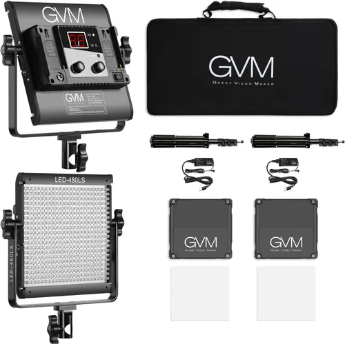 Miniatura 8 de GVM Paquete de 2 Kits de Iluminación de Video LED con Control por APP, Bicolor Variable 2300K~6800K con Pantalla Digital de Brillo del 10~100%