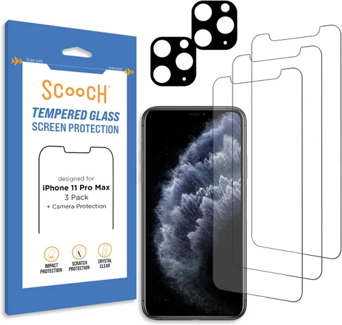 Miniatura 24 de Scooch Protector de pantalla 5 en 1 para iPhone 11 (paquete de 3) con protector de lente de cámara (paquete de 2) vidrio templado 9H de alta