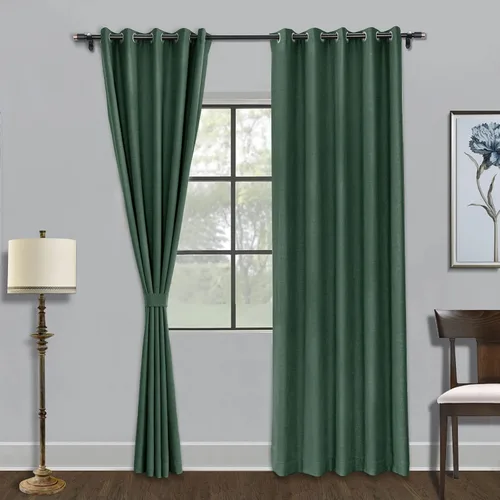 Miniatura 30 de Fcosie Cortinas opacas de 84 pulgadas de largo con textura de lino, con aislamiento térmico, con ojales en la parte superior con forro opaco blanco