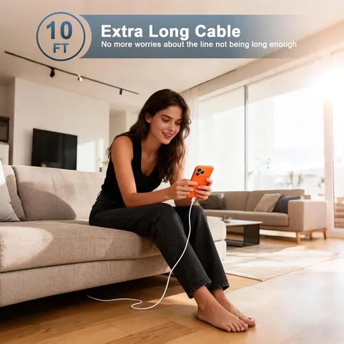 Miniatura 7 de [Certificado MFi de Apple] Cargador para iPhone 17 Pro Max de carga rápida, PD 40 W USB C bloque de carga con cable de carga tipo C de 6 pies