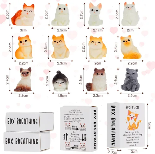 Miniatura 2 de Cinnvoice 12 juegos de minifiguras de resina positivas para fiestas de gatos, con cajas de soporte, recuerdos de fiesta a granel para empleados