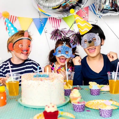 Miniatura 3 de Minatee 24 máscaras para niños bajo el mar, océano, animales, cumpleaños, divertidas máscaras para niños, suministros de fiesta bajo el mar, océano