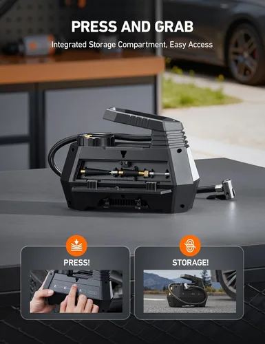 Miniatura 9 de AstroAI - Inflador de neumáticos - Compresor de aire portátil para neumáticos de auto - Bomba automática de 12 V CC con manómetro digital, 100 PSI