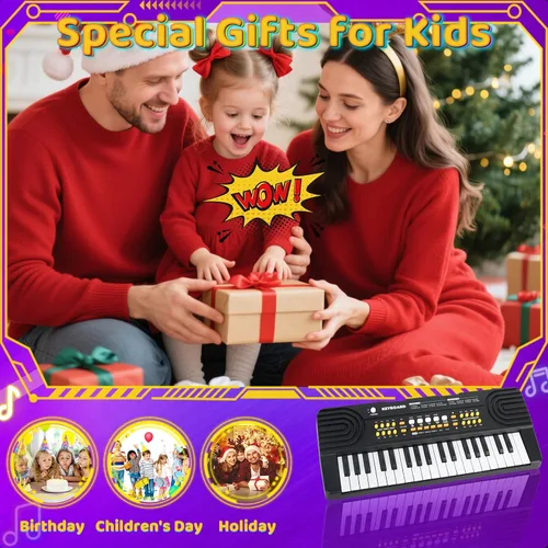 Miniatura 5 de Juguete de teclado de piano de 37 teclas para niños de 3 a 5 años, pianos eléctricos con micrófono, juguetes de primera música para niños de 3, 4